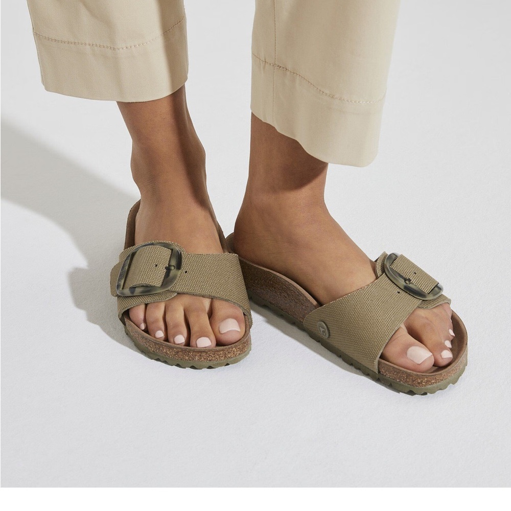 Birkenstock Madrid Vegan Big Buckle Faded  Khaki Size 38 Size 7-7.5
